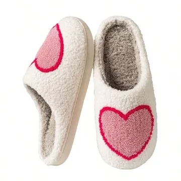 QQGB Cute Fuzzy Heart Slippers for Comfort and Style
