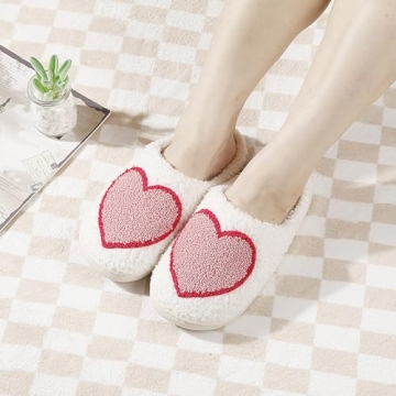 QQGB Cute Fuzzy Heart Slippers for Comfort and Style