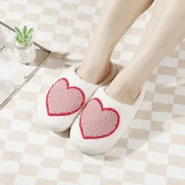 QQGB Cute Fuzzy Heart Slippers for Comfort and Style