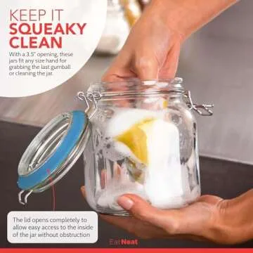 EatNeat Set of 5 Glass Storage Jars - Glass Canister w/Bail & Trigger Clasp Lid - Premium Food Storage and Canning Jars for Pantry Organization - Versatile Containers in Assorted Sizes, 17oz to 68oz