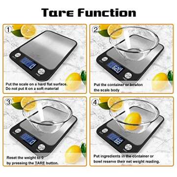 Digital Kitchen/Food Scale Grams and Ounces - Ultra Slim/Multifunction/Tare Function Kitchen Weight Scales for Cooking & Baking - 22lb/10kg Capacity,0.04oz/1g(Batteries Included)