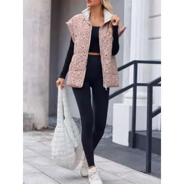 Tankaneo Floral Oversized Puffer Vest for Women