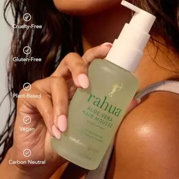Rahua Aloe Vera Hair Mousse, 3.5 Fl Oz, Medium Hold Mousse for Hair Volume, Texture, Lift & Natural Hair Shine, Aloe & Sugar Cane, Alcohol Free, Nourishing Natural, Plant-Based Derived Ingredients