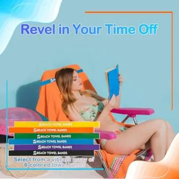 Tailoreadily 6 Pack Towel Bands, Beach Pool Cruise Chair Essentials, Keep Towel from Blowing Away, Beach Accessories for Vacation Must Haves, Great Alternative to Beach Towel Clips