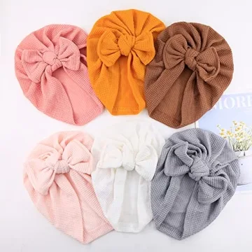 JIAHANG 6 PCS Baby Waffle Bow Hats for Infants