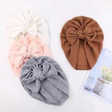 JIAHANG 6 PCS Baby Waffle Bow Hats for Infants