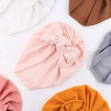 JIAHANG 6 PCS Baby Waffle Bow Hats for Infants
