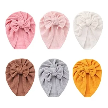 JIAHANG 6 PCS Baby Waffle Bow Hats for Infants