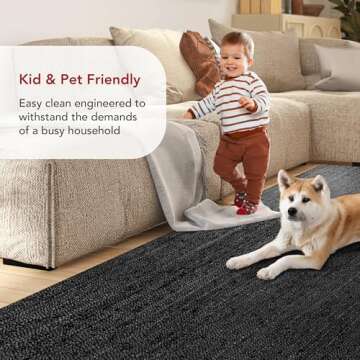 nuLOOM 3x5 Rigo Jute Hand Woven Area Rug, Black, Solid Farmhouse Design, Natural Fiber, For Bedroom, Living Room, Dining Room, Hallway, Office, Kitchen, Entryway