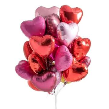 Lovoir 10 Pcs Red Pearl Pink Heart Shape Foil Mylar Balloons 18 Inch Love Balloons for Valentine's Day Birthday Party Decorations Wedding Engagement Romantic Decor (Red & Pearl Pink)