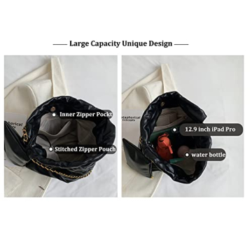 Dboar Quilted Tote Bag - Luxury Hobo Shoulder Bag for Women