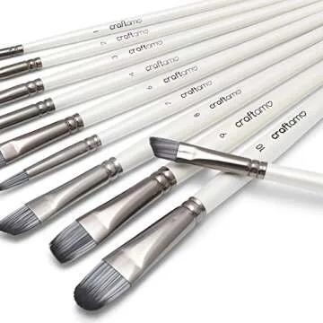 Craftamo Paint Brush Set. 10 Professional Paint Brushes for Artists. Use as Watercolor Brushes, Acrylic Paint Brushes, Oil Paint Brushes and Face Paint Brushes.
