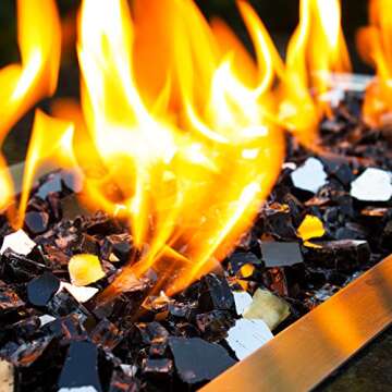 High Luster, 1/2" Reflective Tempered Fire Glass in Dark Matter Black, 10 Pound Jar, by Celestial Fire Glass