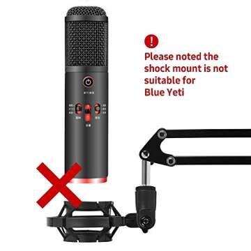 Desktop Microphone Stand, Mic Boom Arm with Shock Mount, Adjustable Suspension Boom Scissor Arm with pop Filter for Blue Yeti Snowball,Radio Broadcasting and Recording (A1)