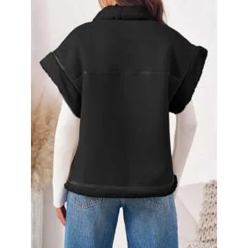 Cicy Bell Womens Suede Sherpa Vest for Cozy Winter Style