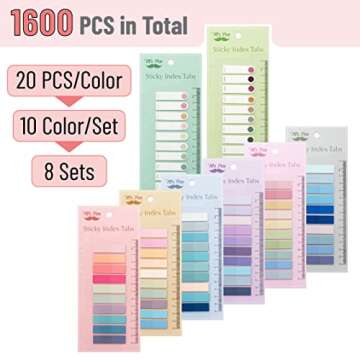 Mr. Pen- Sticky Tabs, 1600 Pcs, Colorful Book Tabs, Transparent Sticky Tabs for Books, Sticky Note Tabs, Page Markers Tabs, Book Markers, Page Tabs, Book Tabs for Annotating Books, Book Sticky Tabs
