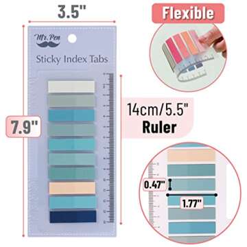 Mr. Pen- Sticky Tabs, 1600 Pcs, Colorful Book Tabs, Transparent Sticky Tabs for Books, Sticky Note Tabs, Page Markers Tabs, Book Markers, Page Tabs, Book Tabs for Annotating Books, Book Sticky Tabs