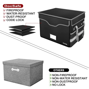 Fireproof Document Box with Lock - DocSafe File Storage