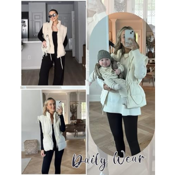 Ameliever Womens Puffer Vest Stand Collar Quilted Zip Up Padded Gilet Puffy Sleeveless Jacket Bubble Vest(Beige-S)
