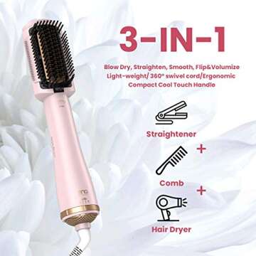 LENA Hair Straightener Brush Dryer PRO - Multi-Function Hot Air Brush
