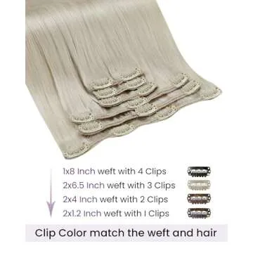 LaaVoo 18 Inch Clip in Hair Extensions Real Human Hair