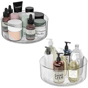 G.a HOMEFAVOR Lazy Susan Bathroom Organizer, 9 Inch Clear Plastic Spinning Organizer, Rotating Spice...