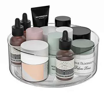 G.a HOMEFAVOR Lazy Susan Bathroom Organizer, 9 Inch Clear Plastic Spinning Organizer, Rotating Spice Rack for Kitchen, Storage Container for Pantry, Countertop, Fridge, Vanity, Bathroom, Pack of 2