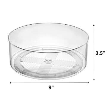 G.a HOMEFAVOR Lazy Susan Bathroom Organizer, 9 Inch Clear Plastic Spinning Organizer, Rotating Spice Rack for Kitchen, Storage Container for Pantry, Countertop, Fridge, Vanity, Bathroom, Pack of 2