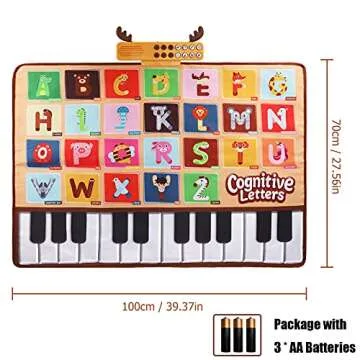Bluejay Baby Piano Mat, Musical Keyboard Learning Toys with 26 Letters, Electronic Music Animal Touch Play Mat Toddler Toys Gifts for Boys and Girls 1 2 3 Year Old