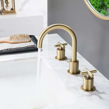 Stylish MR. FAUCET Gold 2 Cross-Handle Bathroom Faucet