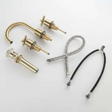 Stylish MR. FAUCET Gold 2 Cross-Handle Bathroom Faucet