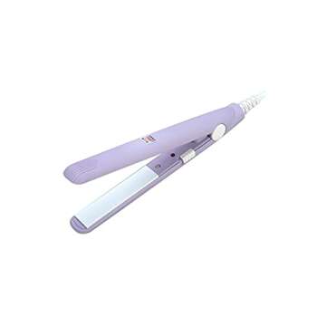 Flat Iron Mini Hair Straightener and Curler 2 in 1 for Ceramic Tourmaline Plate Beauty Heating Salon (US Plug Purple)