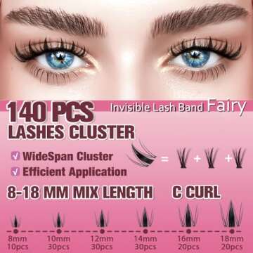 Fairy Lash Clusters Kit 8-18mm Manga Eyelash Clusters C Curl - WideSpan DIY Eyelash Extensions Kit W...