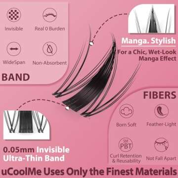 Fairy Lash Clusters Kit 8-18mm Manga Eyelash Clusters C Curl - WideSpan DIY Eyelash Extensions Kit Wet-Look Spiky Anime Lashes Individual Fake Eyelashes Clusters Kit Ultra-Thin Invisible Lash Band
