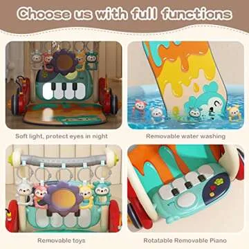 Veraste Baby Play Mat Baby Gym,Play Piano Tummy Time, Floor Activity Center,Baby Seat,Infant Baby Walker - Toddler Push Walker, Boy & Girl Gifts for Newborn Baby Toddler 0 to 3 6 9 12 Months