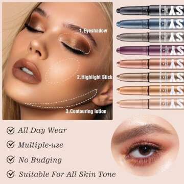 Melsintern Reddish Brown Eyeshadow Stick Makeup,Matte Cream Eye Shadow Pencil,High Pigmented Crease proof Glitter Eye Shadow Brightener Stick,Waterproof Long Lasting Eye Highlighter Crayon Eyeliner