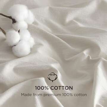 Bedsure 100% Stone Washed Cotton Duvet Cover King - Linen Grey Minimalist Cotton Duvet Cover Linen Like - 3 Pieces GentleSoft™ Plain Simple Bedding Set with 2 Pillow Shams (Linen Grey, King, 104"x90")