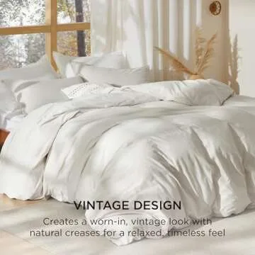 Bedsure 100% Stone Washed Cotton Duvet Cover King - Linen Grey Minimalist Cotton Duvet Cover Linen Like - 3 Pieces GentleSoft™ Plain Simple Bedding Set with 2 Pillow Shams (Linen Grey, King, 104"x90")