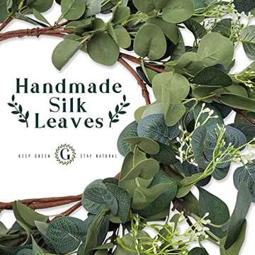 HomeKaren Eucalyptus Wreaths for Front Door 22", Handmade Green Leaves Wreath for Summer, Spring and...