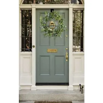 HomeKaren Eucalyptus Wreaths for Front Door 22", Handmade Green Leaves Wreath for Summer, Spring and All Seasons, Greenery Floral Wreath for Wall and Outside