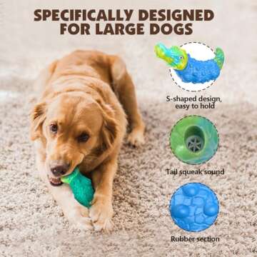 TOOPTATE Durable Dog Toys for Aggressive Chewers - 2 Pack Tough Indestructible Squeak Dog Chew Toys for Large Medium Small Dogs and Puppies