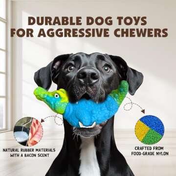 TOOPTATE Durable Dog Toys for Aggressive Chewers - 2 Pack Tough Indestructible Squeak Dog Chew Toys for Large Medium Small Dogs and Puppies