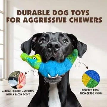 TOOPTATE Durable Dog Toys for Aggressive Chewers - 2 Pack Tough Indestructible Squeak Dog Chew Toys for Large Medium Small Dogs and Puppies
