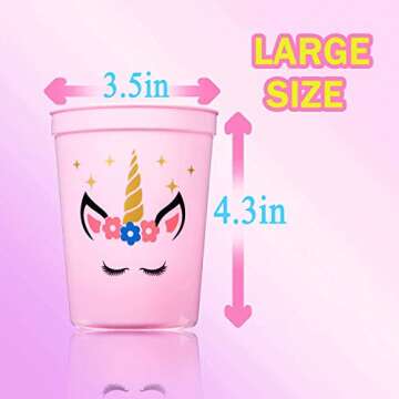 Joy Day Unicorn Cups for Kids Birthday Parties and More