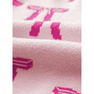 blibean Girls Long Sleeve Cardigan Sweater Big Kid Fall Open Front Button Down V Neck Bow Printed Knit Cardigan Little Girl Winter Casual Outwear Coat Clothes Size 14 15 16 Year Old Pink