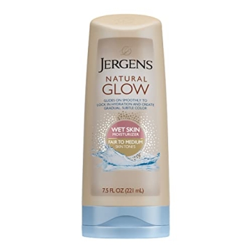 Jergens Natural Glow In-shower Lotion, for Fair to Medium Skin Tone, Wet Skin, Sunless Tanner Locks ...