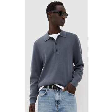 Madewell Men's Merino Milano Polo Shirt, Dark Grey, L