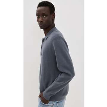 Madewell Men's Merino Milano Polo Shirt, Dark Grey, L