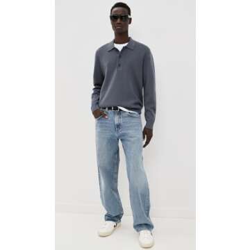 Madewell Men's Merino Milano Polo Shirt, Dark Grey, L