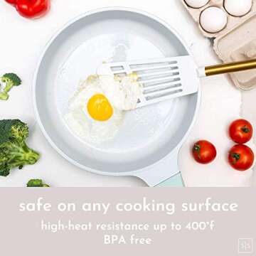 White and Gold Cooking Utensils with Holder - 18 PC Gold Kitchen Utensils Set Includes White Cooking Utensils, Gold Utensil Holder, White & Gold Measuring Cups and Spoons - Gold Kitchen Accessories